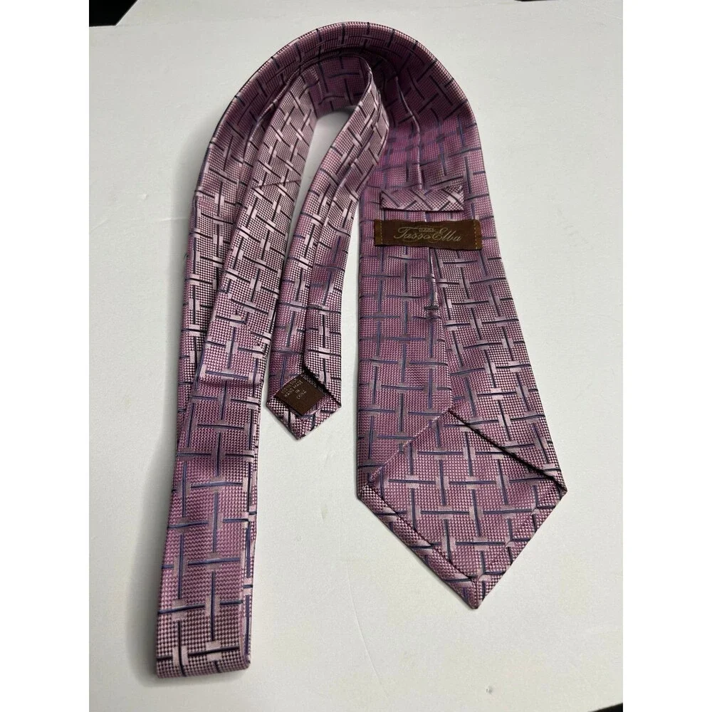 Lavender Pink and Blue design Silk Tie